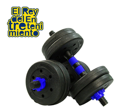 Imagen 5 de 9 de Set 2 Mancuernas + Barra 3en1 + 30kg Disco Pesa Pvc - El Rey