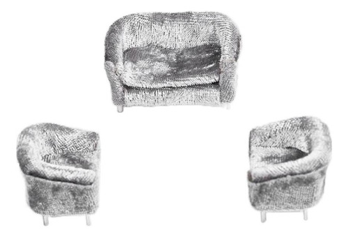 3x Mini Juguetes De Sofá Muebles De Muñeca Bjd 1/25 Gris