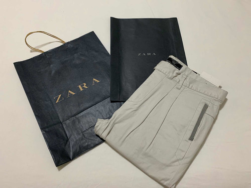 Calça Casual Zara Tamanho 42 Strecht Cinza Claro Novo Sacola