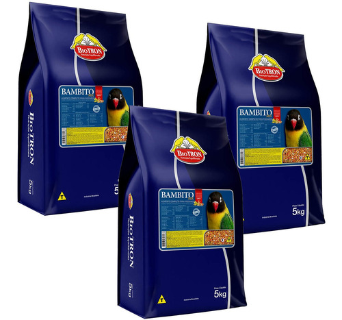 Kit 3 Bambito Mix 5kg - Biotron - Calopsitas Agapornis Aves