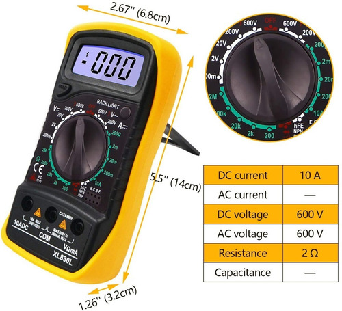 Imagen 3 de 9 de Multimetro Digital Lcd Profesional Xl830l