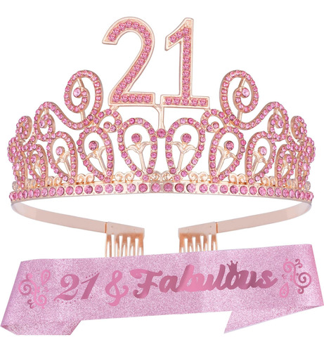 Banda Tiara Cumpleaño Numero 21 Para Mujer Fabuloso Juego: +