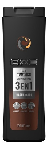 Jabón Líquido Corporal Axe Dark Temptation 3 En 1 400 Ml