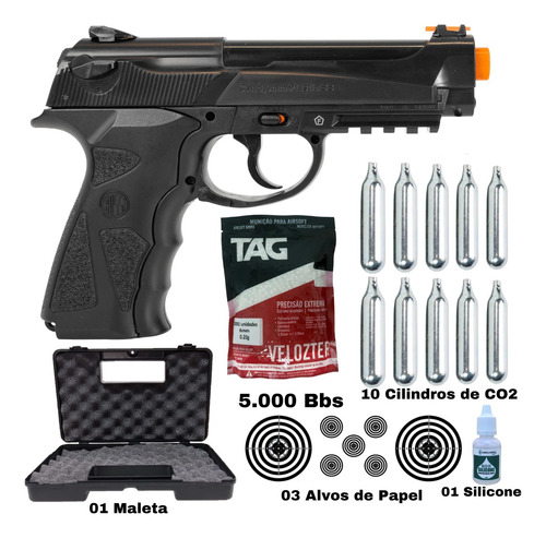 Pistola Pressão Airsoft C12 Rossi Co2 6mm Nova Lançamento