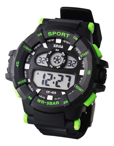 Reloj Pulsera Digital Impermeable Clásico Casual Negro Verde