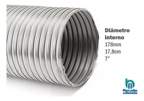Duto Coifa Churrasqueira Exaustor Alumínio 7 Semi-flex 178mm