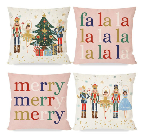 Juego De 4 Fundas De Almohada De Navidad De 18 X 18 Pul...
