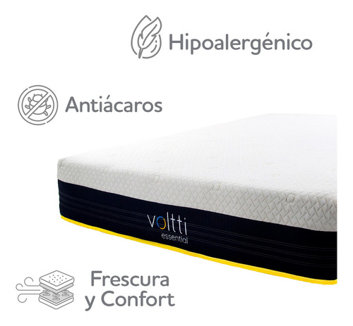 Colchón King Size Voltti Hibrido No Transfiere Movimiento Color Blanco