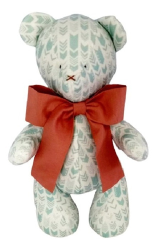 Imagem 4 de 5 de Urso Ursinho Peti Petá Veludo Setas Tribais Menta 30cm