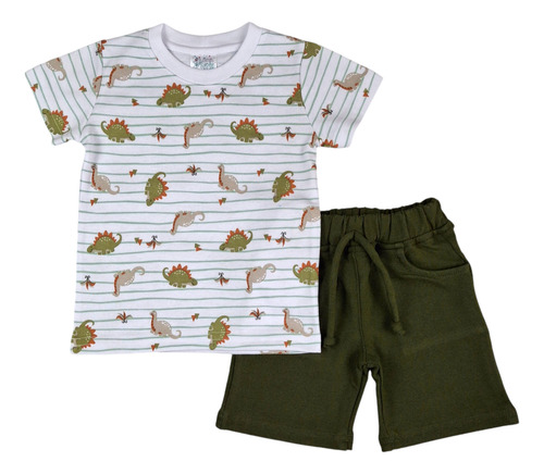 Conjunto Niño Playera Dinosaurios Y Shorts 2 Piezas