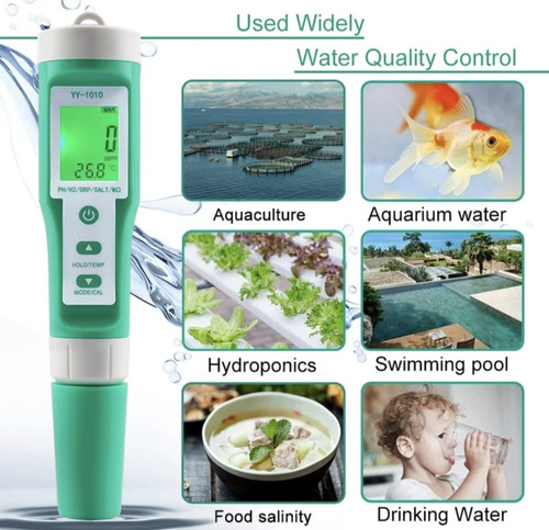 Medidor De Agua 10 En 1 Ph Ec Tds Orp Salt H2 S.g Mq F Temp