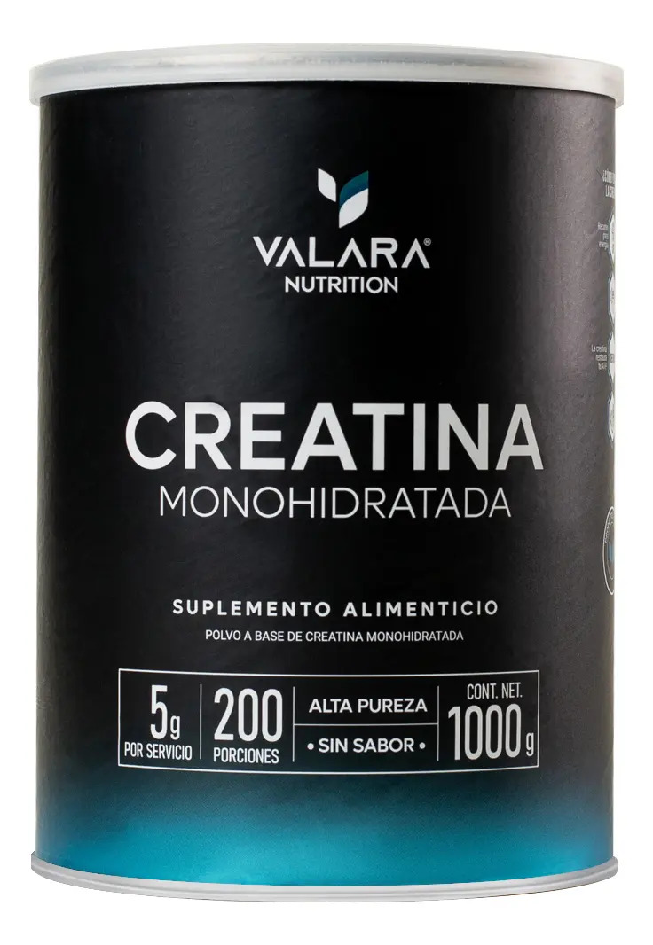 Creatina Monohidratada Micronizada en polvo 1 Kg 200 Porciones - Suplemento Deportivo Valara Máxima Pureza Sin Azúcar Con Scoop Dosificador Sin Sabor