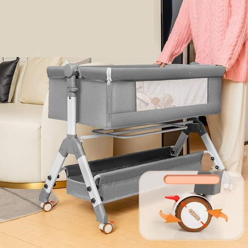Cuna Para Bebe Plegable, Con Mosquitero Y Cesta Portaobjetos