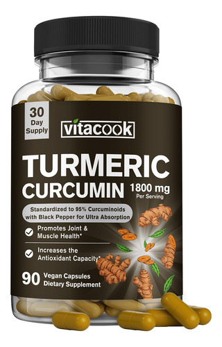 Vitacook Curcumina De Curcuma De 1800 Mg, 95% Curcuminoides