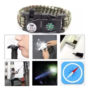 Pulsera Paracord Luz Led Sos Supervivencia Multi Con Envío