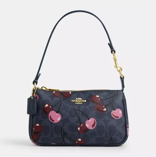 comprar Nolita 19 Signature Canvas With Cherry Coach Original Azul Oscuro Signature Canvas With Cherry Oro Azul Oscuro