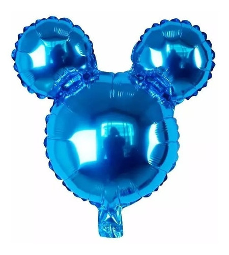 Globo Metalizado Forma Mickey  De 45 Cm Color Azul X 1 Und