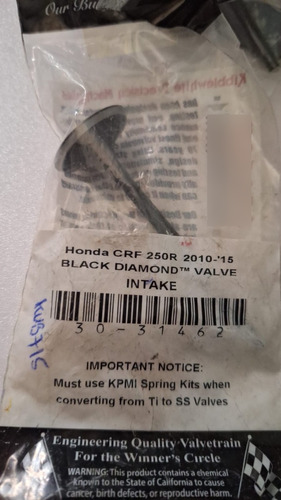Valvula Admissao Honda Crf250r 10/15 Cada