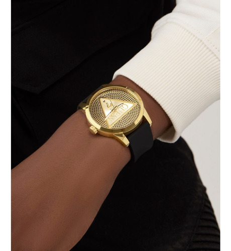 Reloj Guess Dorado Negro Badge Hombre
