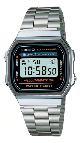 Reloj Pulsera Digital Casio A-168 Con Correa De Acero Inoxid