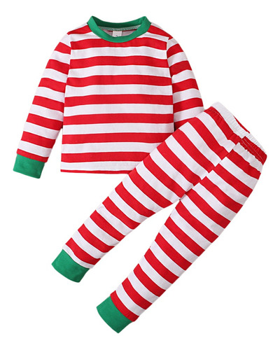 Conjunto De Pijama Navideño Para Bebés Y Niñas Pijama De Algodón Con Diseño A Rayas