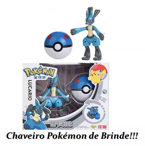 Boneco Brinquedo Articulado Lucario Pokémon Pokébola Na Caixa em