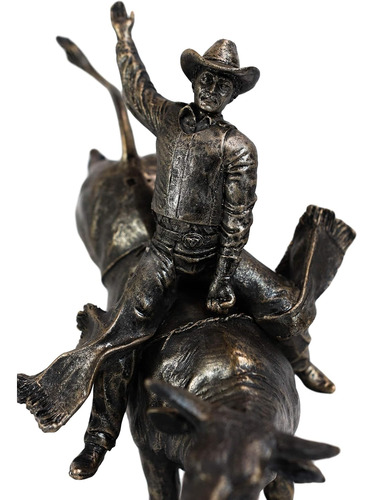 Estatua Rústica De Vaquero Occidental En Resina De Bronce Si