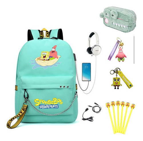 Bob Esponja Mochila Con Usb 12pcs Jl