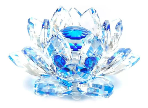 Flor De Lótus Vidro Cristal 8cm Azul Berkat Sku 11416