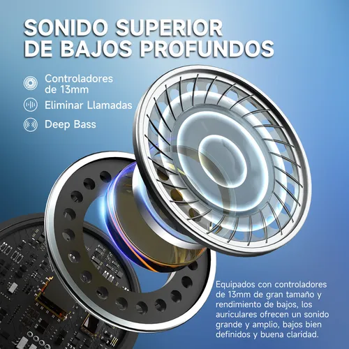 Imagen 4 de 7 de Audífonos Inalámbricos, Audífonos Bluetooth con Microfono Deep Bass Auriculares Bluetooth Con Tipo C Cable 1Hora Aut201 In-ear Earbuds