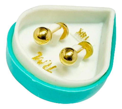 Abridor Con Bolita 5mm De Oro 18k Ideal Femenino Abo 017