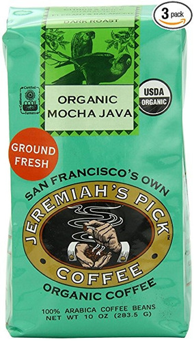 Pick Jeremías Organic Coffee Mocha Java Café Molido, 10 Onza