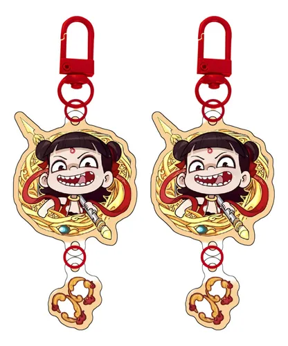 Set 6 Llaveros Acrílicos Nezha Y Ao Bing – Diseño Anime Chino, 10x3 Cm – Regalo Para Coleccionistas Y Fans De La Mitología – Ideal Para Mochilas Y Llaves