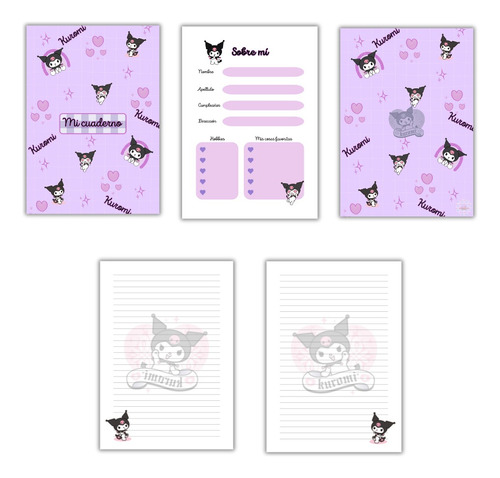 Kit Imprimible Cuaderno Rayado A5 Kuromi