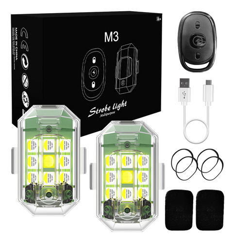 Luz Estroboscopica Led Para Motocicleta, 7 Colores Recargabl