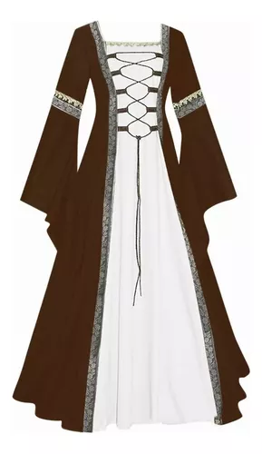 Vestido de Disfraz Medieval para Mujer, Vestido de Fiesta Retro, Vestido de  cóctel Vintage,Encaje Hasta el suelo