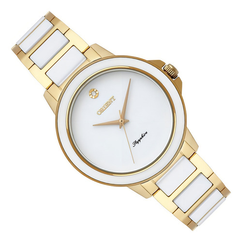 Relogio Feminino Dourado E Branco Orient Analógico Original