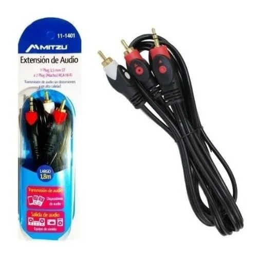 Imagen 2 de 2 de Cable De Audio Rca A Plug 3.5 Mm 1.8 M Auxiliar
