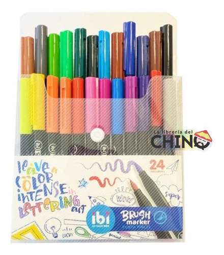 Marcadores Fibras Brush Pen Pincel Lettering Ibi 24 Colores