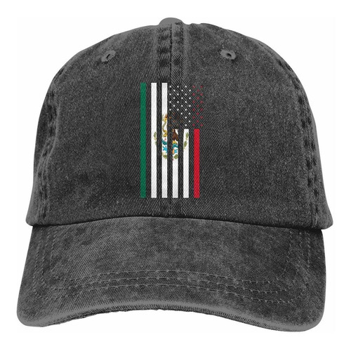 Gorra De Dril De Algodn Con Bandera Mexicana Americana, Gorr