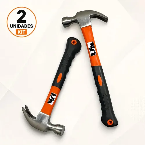 Kit 2 Martelo De Prego Profissional Tipo Unha Cabeça Aço Cabo Fibra Emborrachado Resistente Ferramenta Portátil Multifuncional Construção Obra Casa Pedreiro Carpinteiro Serralheiro Reforma Marca Lfal