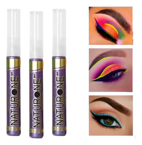 Kit 5 Pzas Delineador Líquido Naturone Morado Intenso Efecto Mate
