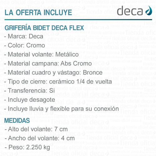 Imagen 6 de 10 de Griferia Cce Bidet Deca Liv 1895.c30 / 505020