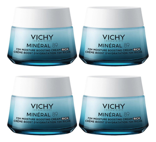 Combo X4 Vichy Mineral 89 Crema Hidratante Rich 50 Ml