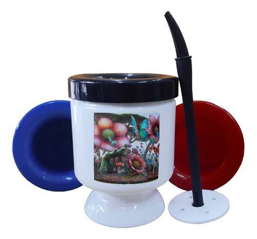 Mate Plastico Jardin De Gigantes Flor Mariposa Hada M1