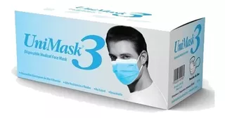 Unimask 3 Cubrebocas 3 Capas Termosellado Uniseal Blanco C50 Color Azul