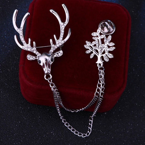 6 Broche De Traje Con Cadena Para Hombre, Alfiler De Plata