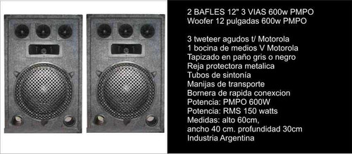 2 Bafles 600w + Consola 9 Ent Efec Potencia 1200w+mic Cuotas