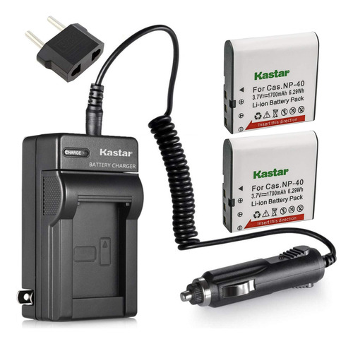 Kastar Batería (x2) Y Cargador De Viaje Para Cas Np-40 Y E.