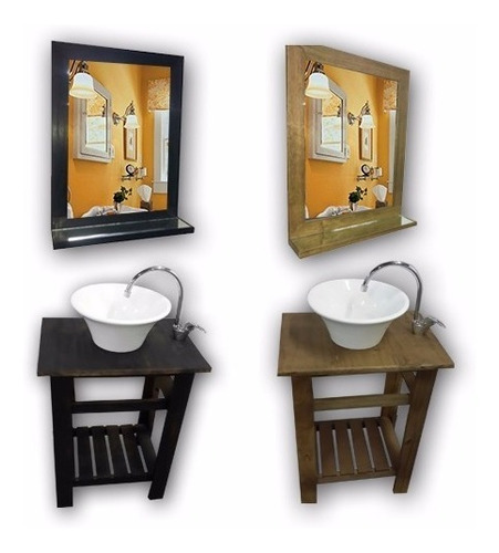 Combo Set Bacha Cuadrada Griferia Vanitory Cajon Baño 80cm